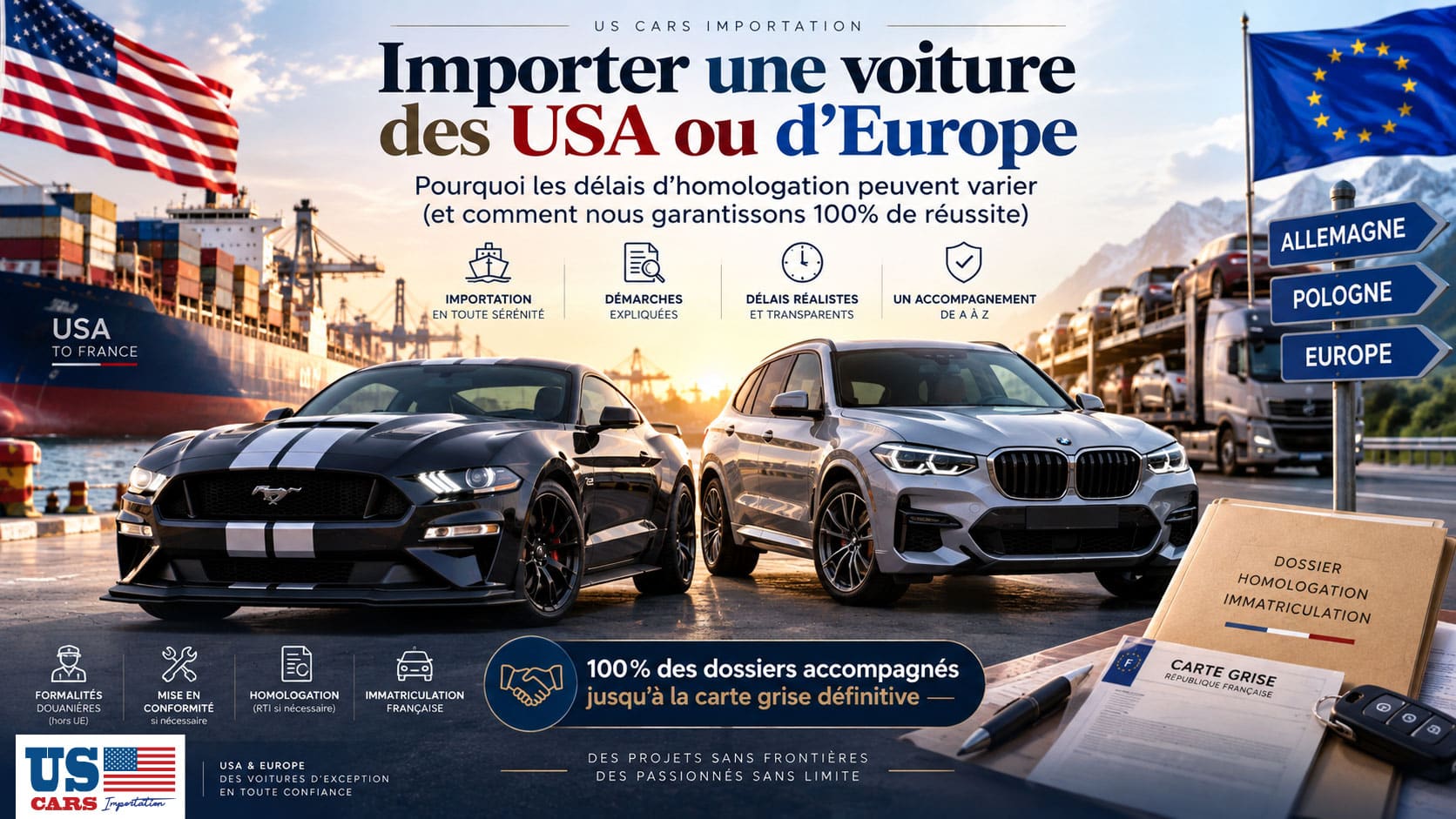 Voiture américaine importée des USA ou d’Europe avec dossier d’homologation et carte grise française